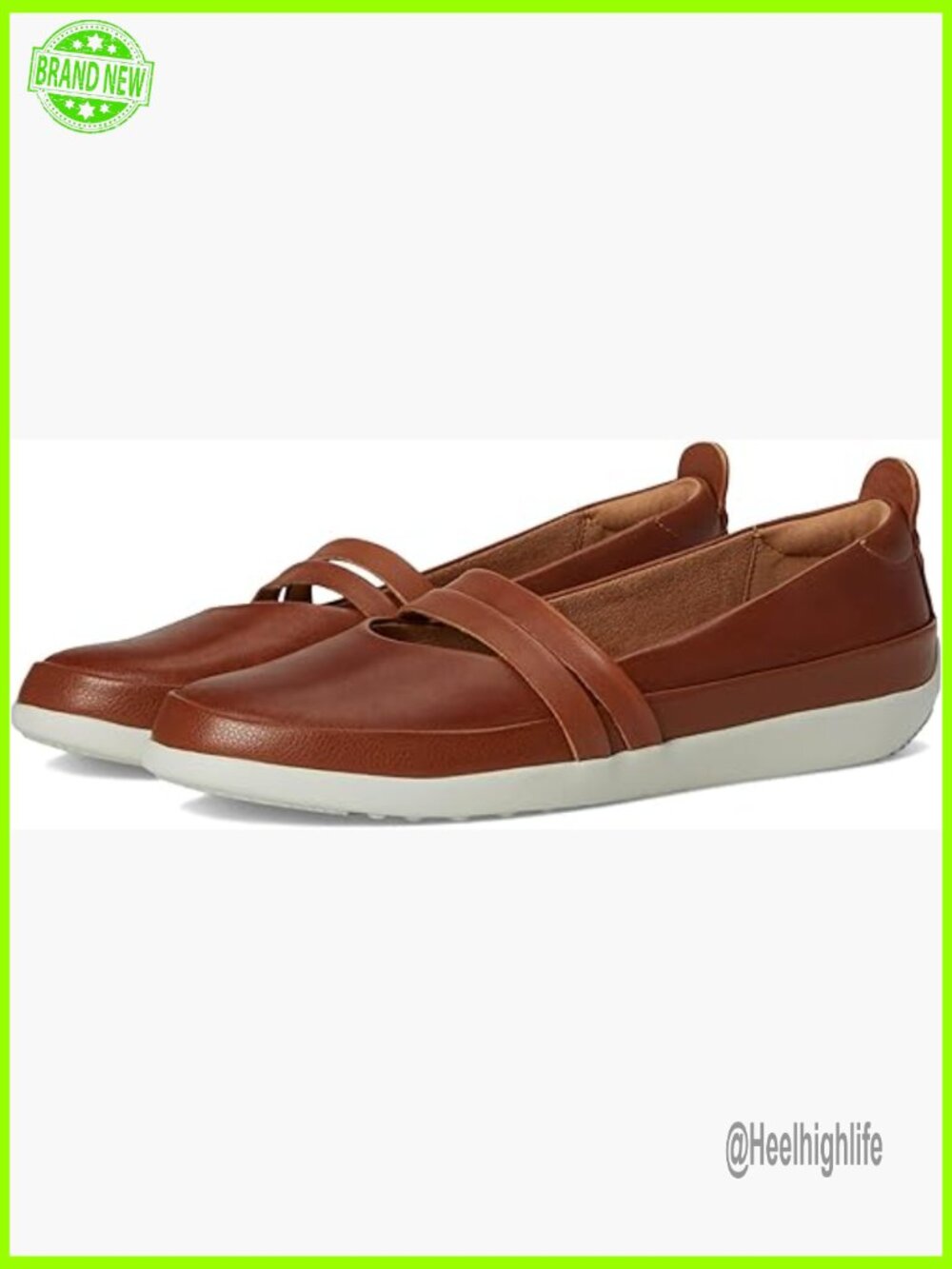 Leather Mary Jane Flats with Arch Support, Removable Footbed, Elastic Goring